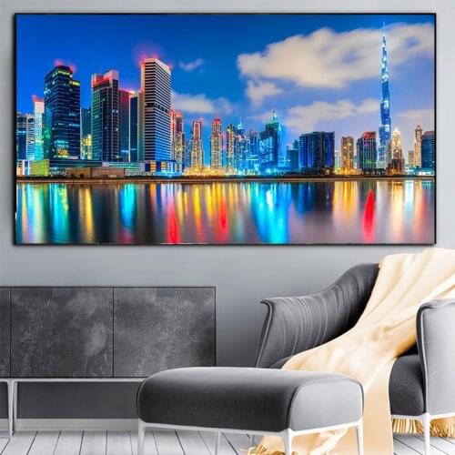 Scandinavian style Seacoast Travel Cityscape Dubai Poster Neuschwanstein Cinque Terre Canvas Painting Home Decoration Maison