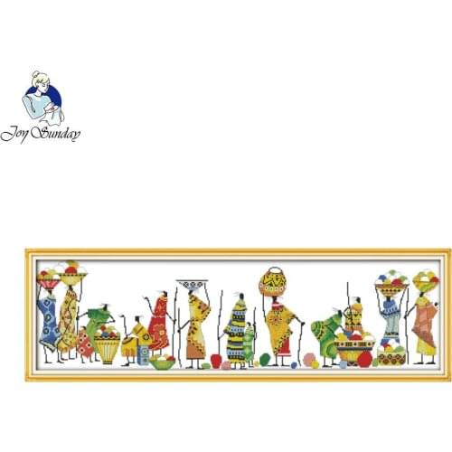 Joy Sunday African Life Stamped or Counted Cross Stitch Needlework Embroidery Cross Stitch Home Decoration Craft Cross-Stitching