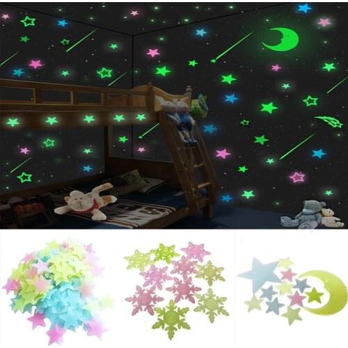 YOMDID 3D Stars Glow In The Dark Wall Stickers Luminous Fluorescent Wall Stickers For Kids Baby Room Bedroom Ceiling Home Decor