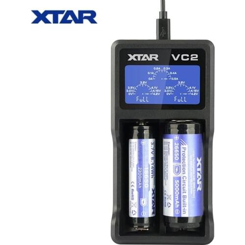 XTAR VC2 VC4 charger for 10440/16340/14500/14650/17670/18350/18490/18500/18650/18700/26650/ 22650/ 20700/21700 battery Charging