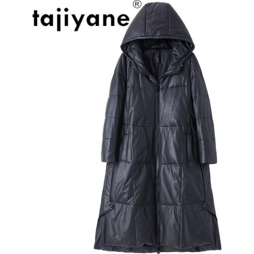 Tajiyane Winter 2020 Real Sheepskin Jacket Women White Duck Down Coat Woman Hooded Parkas Jackets Long Coats Abrigo Mujer TN1335