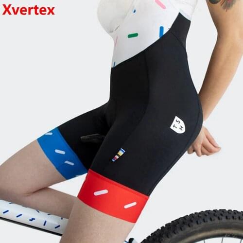 19D Gel Pad Womens Cycling Bottom 2021 Xvertex TSH series Laser cut print strap High quality cycling Bib shorts Bicyle tights