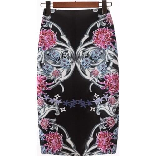 Hot Sale Novelty Geometric Print Women Casual Faldas Pencil Skirts 2018 Western Fashion Design Vogue Girl Ethnic Slim Bottoms