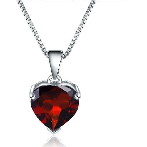 GEMS BALLET Real 925 Sterling Silver Romantic Heart Jewelry 4.05Ct Natural Garnet Gemstone Pendant Necklace for Women Gift