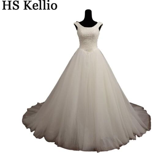 HS Kellio Exquisite Beaded Top Wedding Dress 2019 1 m Long Train Vestido De Novias Brides
