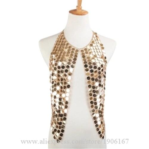 Gold Color Mirror Sexy Lady Nightclub Party Vest Bar Stage Performance DS Bar Dancewear Novely Clothing Birthday Gift Clothes