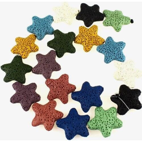 1 strand/lot) 25x7mm Lava Starfish Loose Beads Gem Stone Beads 15" Multi-color for you choose