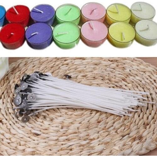 100Pcs Natural Candle Wick Low Smoke 6 Inch Pre-Waxed Core For Candle Making DIY