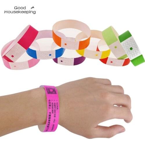 100 Pcs Count Tyvek Wristbands 3/4 Inch Disposable Waterproof Paper Wristbands for Party Playground Events Table Number
