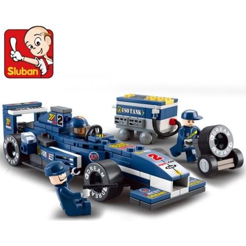 SLUBAN 196Pcs City F1 Racing Car Model Building Blocks Set Construction Bricks Technic Playmobil Educational Toys For Children