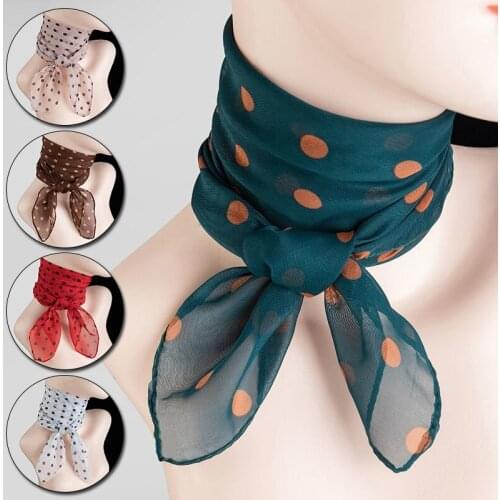 2021 Female Silk Scarf Print Spotted Transparent Foulard Fashion Elegant Chiffon Women Scarfs Summer Light Pareo Bandana Shawl