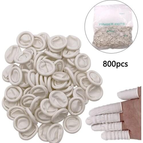 800Pcs Reusable Fingertips Finger Cover Natural Rubber Gloves Non-slip Latex Finger Cots Protector Gloves Disposable Nail Tool