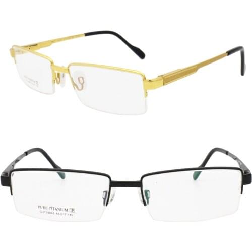 9868 high quality designers pure titanium full-rim IP vacuum color coating durable vintage rectangl precription glasses for men