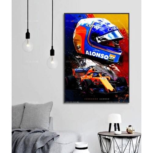 Modern Home Decor Fernando Alonso F1 Abstract Poster Canvas Painting Print Modular Wall Art Picture Living Room Decoration Frame