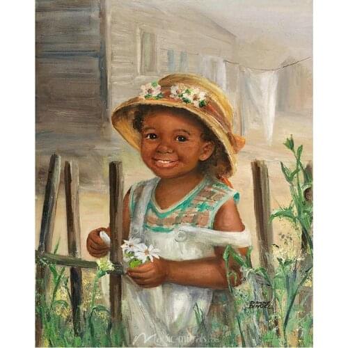 DIY 5D Diamond Painting African girl Cross Embroidery Rhinestone Mosaic Pattern Rhinestone Diamond Embroidery Home Decoration