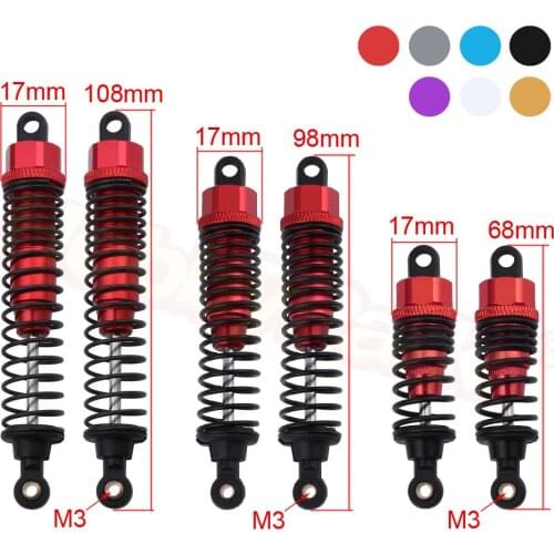 2pcs 68mm/98mm /108mm Aluminum Shocks Absorbers Damper for HSP HPI Himoto 1/10 Scale RC Car On-Road Monster Truck Off Road Buggy