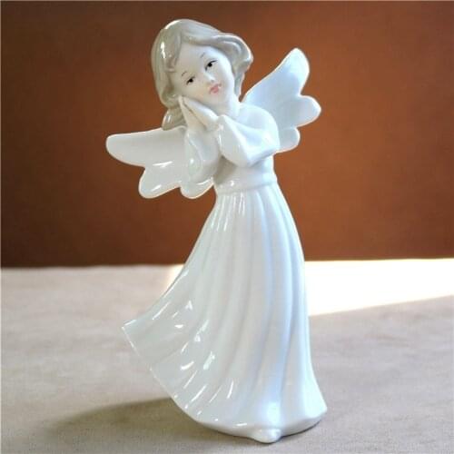WHITE/SKY BLUE PORCELAIN FAIRY FIGURINE CERAMIC SPRITE GIRL MINIATURE TABLETOP DECOR HOME ART AND CRAFT BEDROOM ORNAMENT PRESENT