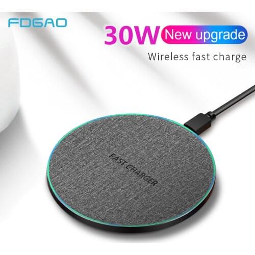 FDGAO 30W Fast Wireless Charger For Samsung S20 S10 S9 Note 20 10 Qi Quick Charging for iPhone 12 Mini 11 Pro X XR XS Max 8 Plus