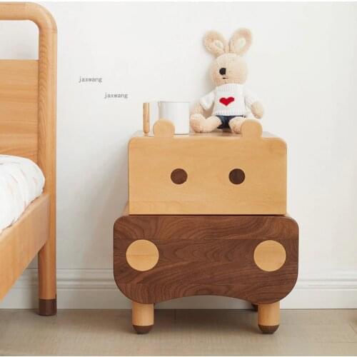 Solid Wood Kindergarten Childrens Bedside Table Small Apartment Cartoon Storage Cabinet Simple Modern Kids Bedroom Nightstands