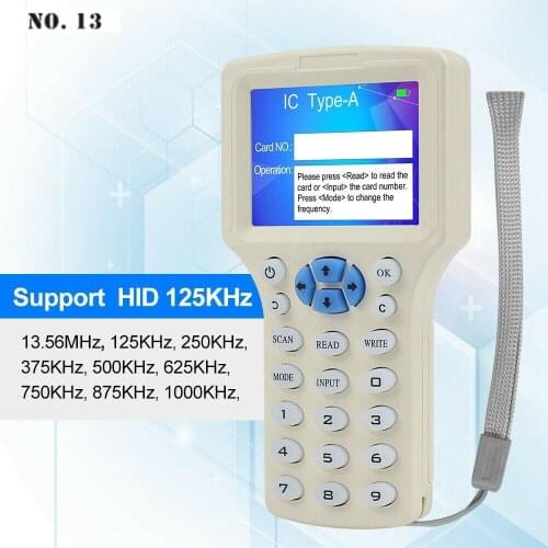 10 English Frequency RFID Copier Duplicator 125KHz Key fob NFC Reader Writer 13.56MHz Encrypted Programmer USB UID Copy Card Tag