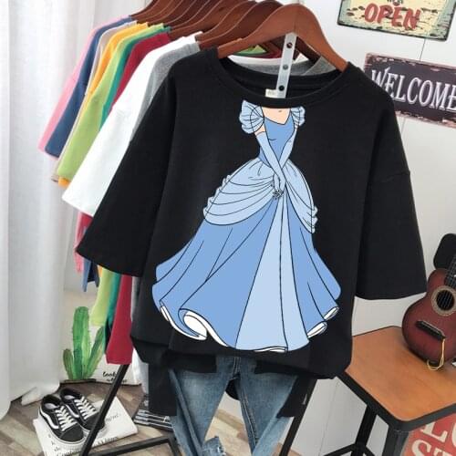 Sexy T-shirt Creative Alice Snow White Print T-shirt Funny Mermaid Girl T-shirt Summer Party T-shirt Fun T-shirt