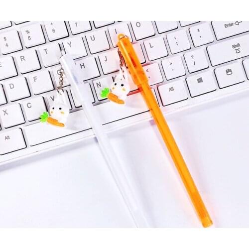 36 pcs/lot Rabbit Carrot Pendant gel pens Cute 0.5mm black ink neutral pen material escolar stationery school writing supplies
