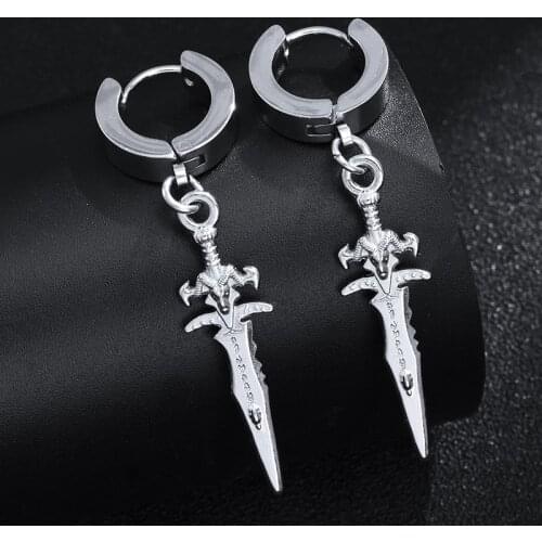 Gothic Stainless Steel Cross Dangle Earrings Ear Clips For Men Women Punk Boho Statement Earrings Party Daily Jewelry