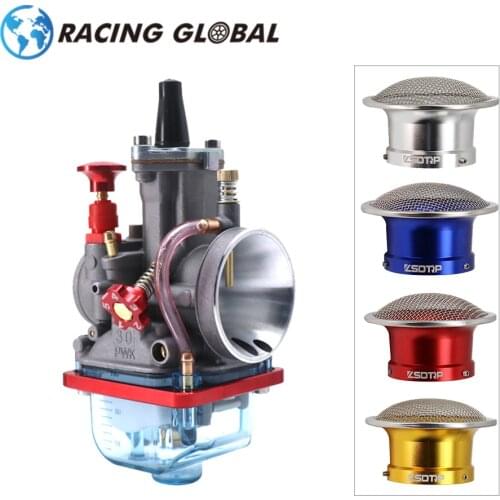 ALCON-Motorcycle 32 34mm Keihi PWK Transparent Float Bowl Carburetor+ 55mm Air Filter Cup For ATV Buggy Quad Dirt Bike Universal