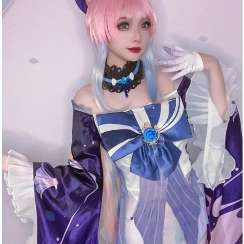 Game Genshin Impact Kokomi Cosplay Costume Sangonomiya Kokomi Cosplay Costume Sexy Women Dress Halloween Ribbon Full Set Shoes