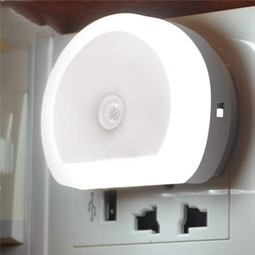 CHENGYILT Round night light AC 110-240V Light Sensor Control led night lamp dual USB night light for bedroom wall lamp