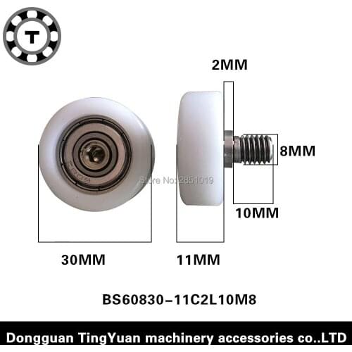 [LP30*11-C2L10M8]Free Shipping 10pcs low noise high quality electric tools ball bearing wheel pulley 8*30*11mm stainless screw