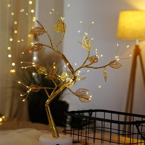 Mini Christmas Tree Lamp With Remote Control For Home Bedroom Light Indoor Bonsai Tree Lamp Wedding Bedroom Valentines Day