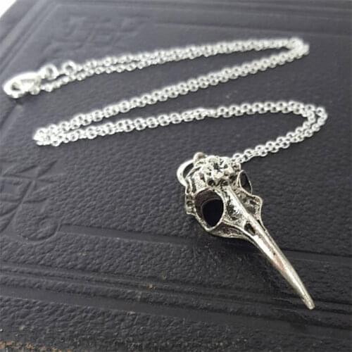Fashion 3D Crow Skull Bird Head Necklace Gothic Style Halloween Gift Punk Metal Jewelry 2021 Trendy Man Charm Fit Man Gifts