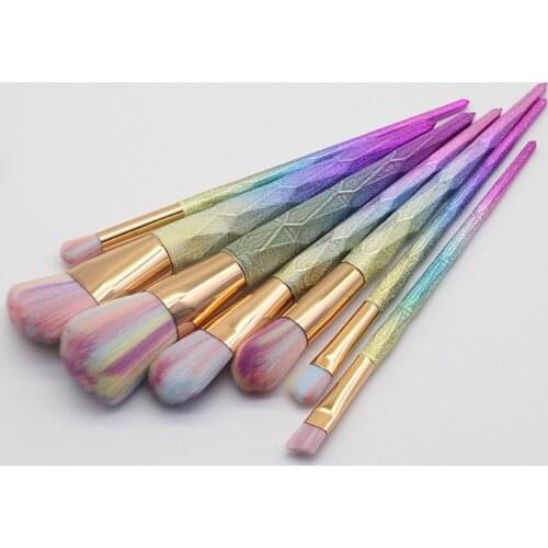 7 Pcs Diamond Makeup Brushes Set Soft Synthetic Hair Foundation Powder Concealer Brush Eyeshadow Eyebrow Beauty Make Up Tools