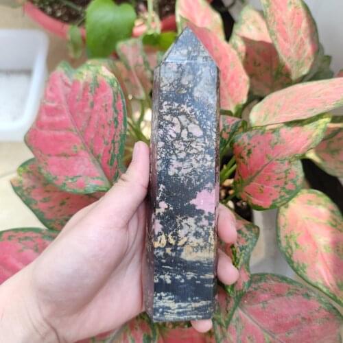 Natuurlijke Rock Rhodnite Quartz Gat Healing Staaf