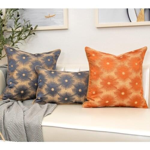 Flower jacquard sofa cushion cover fireworks festive pillow cover high-end satin embroidered pillowcase lumbar pillow cover