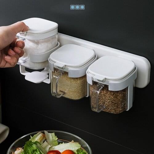 NHBR Wall Mounted Seasoning Box Kitchen Utensils with Cover Material Box Household Spoon Storage Box