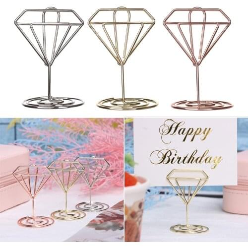New Cool Wedding Party Desktop Decoration Place Card Holder Romantic Heart Diamond Photo Clip Table Number Stand Paper Clamp