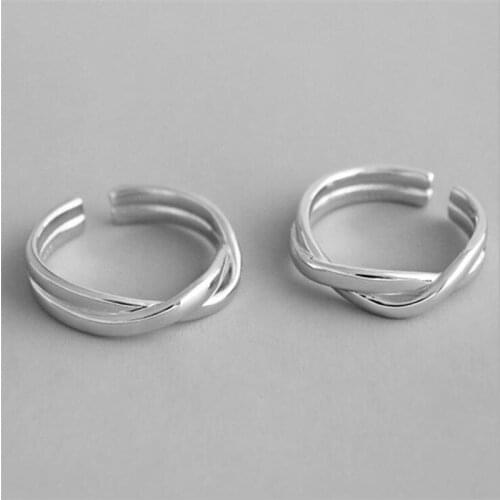 New Fashion Smooth Interwoven Twisted 925 Sterling Silver Jewelry Temperament Wave Woven Popular Opening Rings R668