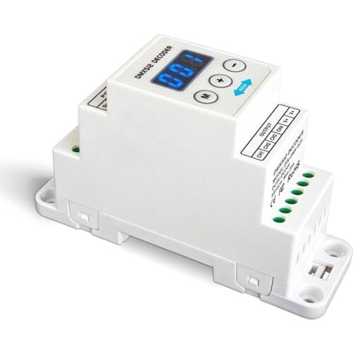New DIN-DMX-4CH;Led DMX Decoder;DC5V 12V 24V Input;4A*4CH Output 4 Channel DMX512 RGBW Strip Constant Voltage Controller