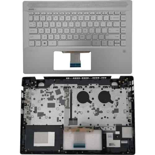 NEW Original Laptop Palmrest Upper Case US Backlit keyboard For HP Pavilion 14-CE 14-CE0026TX Silver With fingerprint