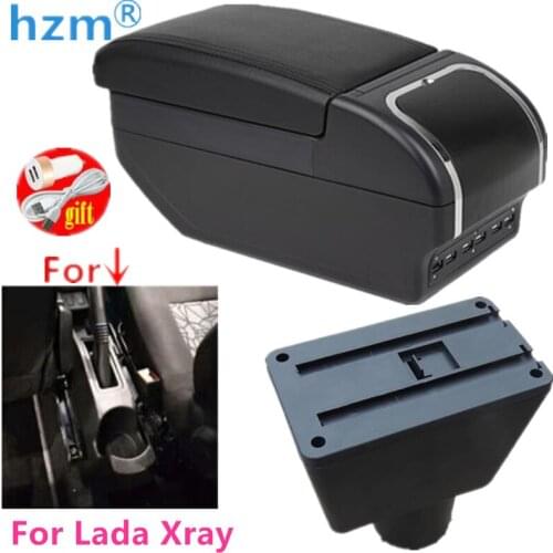 For Lada Xray Armrest Box Universal Car Central Armrest Storage Box With Cup Holder Ashtray USB Charging modification accessori