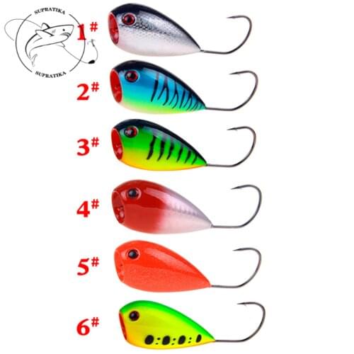 6Colors 12.9g/8cm Artificial Topwater Popper Plastic Hard Bait With Sharp Hook 3D Eyes Bottom Bionic Bait Swimbait Fishing Lure