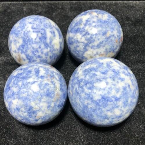 Natural Blue Spotted Crystal Hand-Polished Sphere Chakra Healing Reiki Stone Home Decoration Stone Handicraft Decoration Sphere