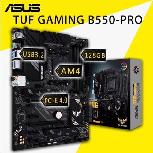 Socket AM4 Asus TUF GAMING B550-PRO Motherboard 128GB PCI-E 4.0 M.2 SSD Overlocking CrossFireX AMD B550 Gaming Placa-Mãe AM4 ATX