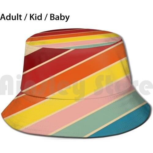 Retro Vintage Stripes Sun Hat Foldable UV Protection Graphic Design Retro Modern Abstract Vector Vintage Pattern 70 S