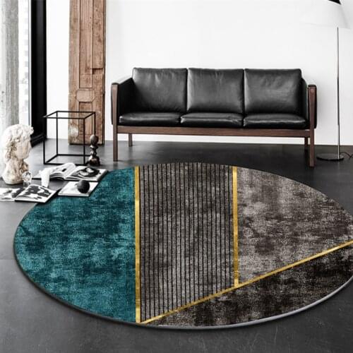 Nordic Luxury Carpet Turquoise Color Rug Green Geometric Gold Lines Large Carpets Non-Slip Floor Mats Hanging Basket Area Rugs