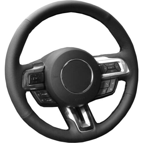 Hand Sewing Car Steering Wheel Cover Wrap Leather Suede Gray Beige Brown For Ford Mustang 2015-2021 Mustang GT GT350R 2015-2021