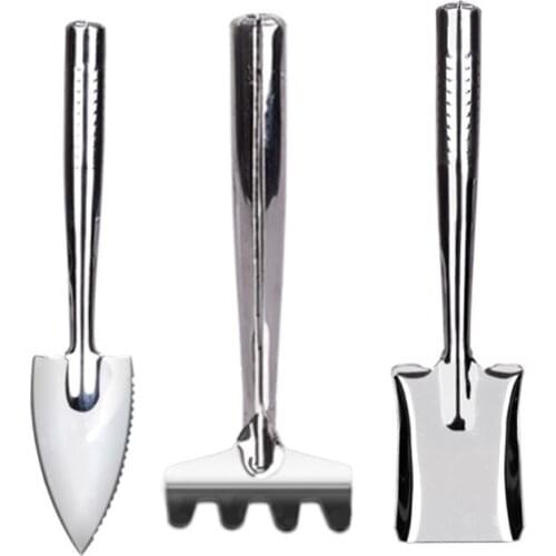 3pcs Stainless Steel Gardening Kit Shovel Spade Rake Mini Garden Tool Digging Made of high strength stainless steel, anti-rust