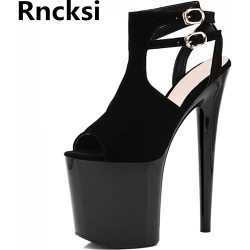 Rncksi New Ankle Strap 20cm Sandals Heels 10cm Platform Designer Summer Women Shoes Open Toe Ladies Sandals Fashion